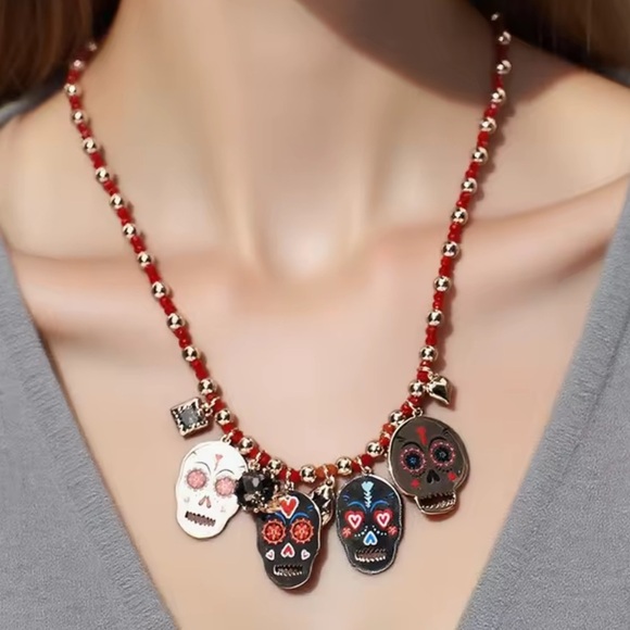 Zara Multicolor Skull Charm Necklace - Picture 6 of 6